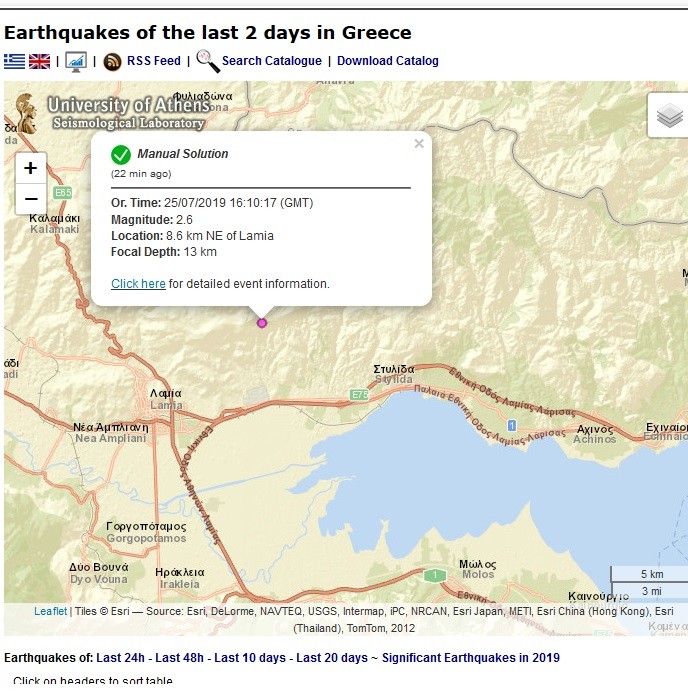 Σεισμός έγινε αισθητός σε μεγάλο μέρος της Φθιώτιδας