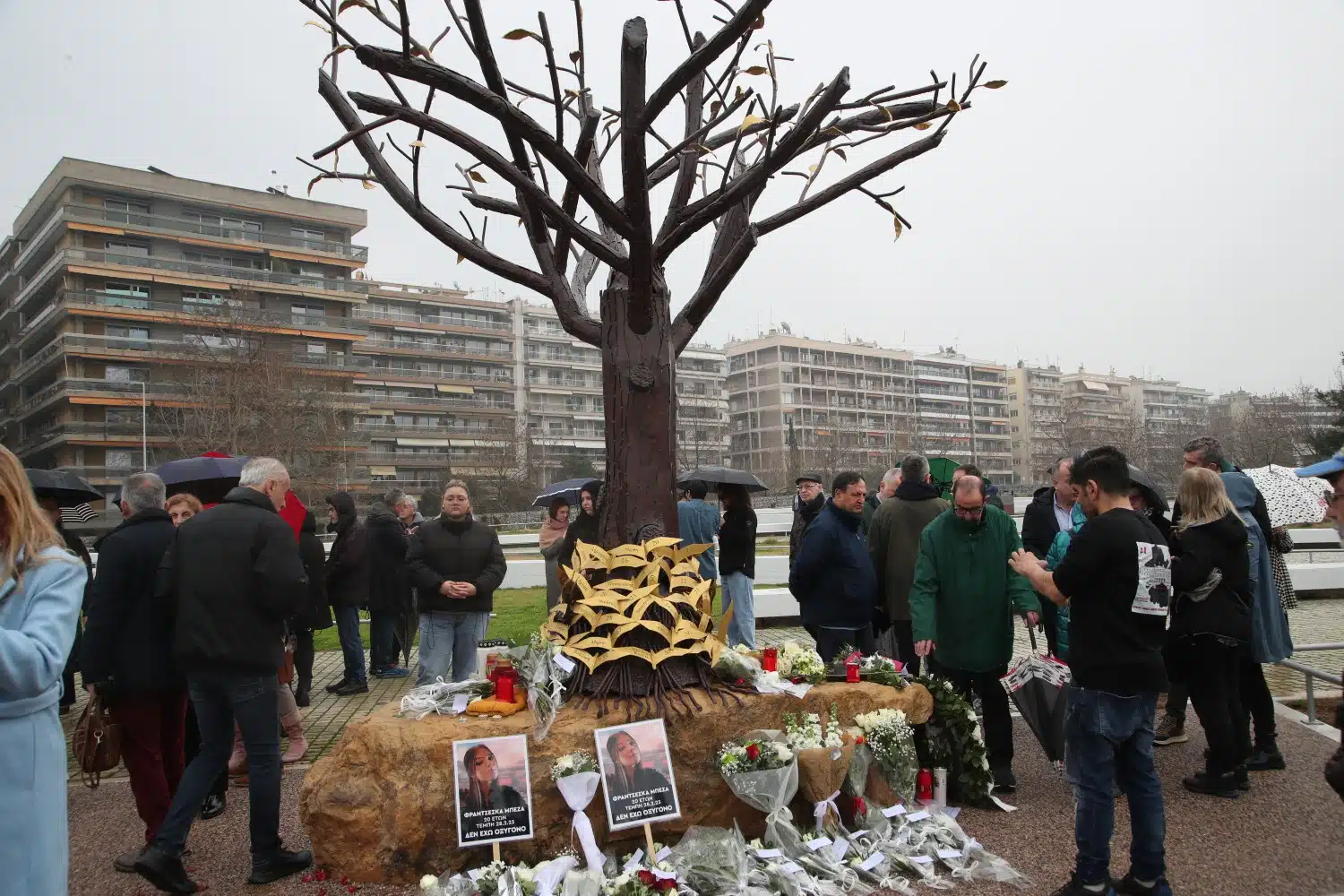 Τέμπη: Συγκίνηση στα αποκαλυπτήρια για το «Δέντρο της Μνήμης» στη Θεσσαλονίκη